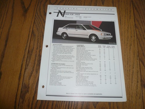 1988 chevrolet nova ordering - 1988,