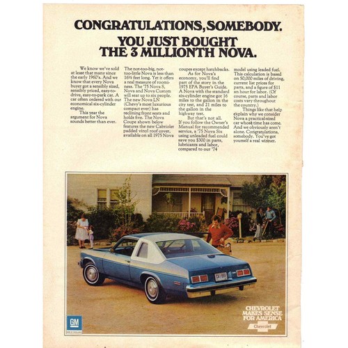 Vintage 1975 chevy nova - 1975, print